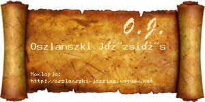 Oszlanszki Józsiás névjegykártya